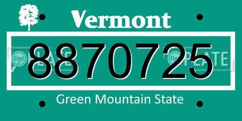 8870725 Vermont License Plate
