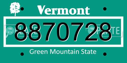 8870728 Vermont License Plate