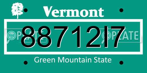 88712I7 Vermont License Plate