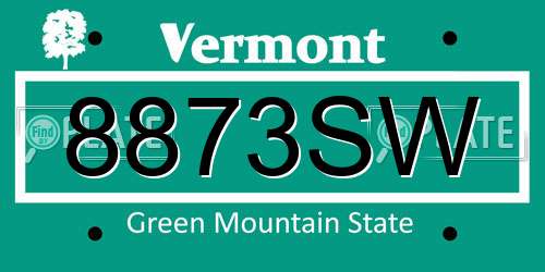 8873SW Vermont License Plate