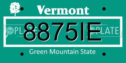 8875IE Vermont License Plate