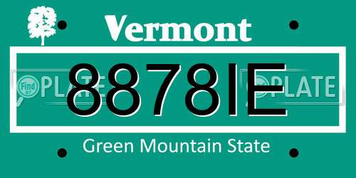 8878IE Vermont License Plate