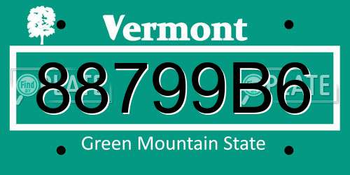 88799B6 Vermont License Plate