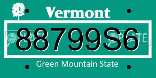 88799S6 Vermont License Plate
