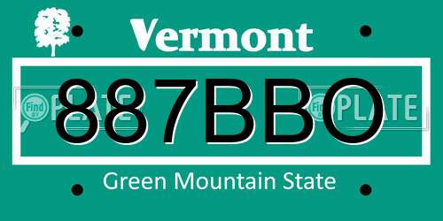887BBO Vermont License Plate