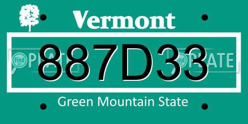 887D33 Vermont License Plate
