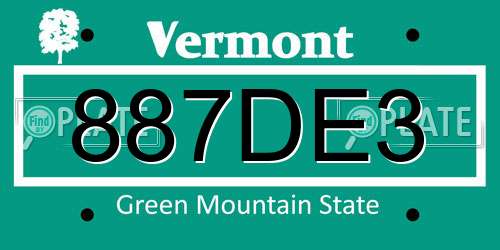 887DE3 Vermont License Plate