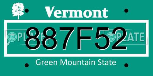 887F52 Vermont License Plate