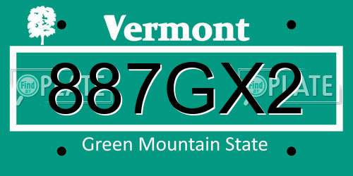 887GX2 Vermont License Plate