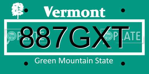 887GXT Vermont License Plate