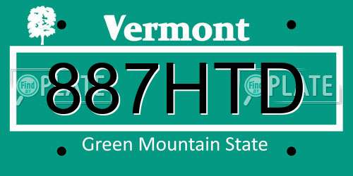 887HTD Vermont License Plate
