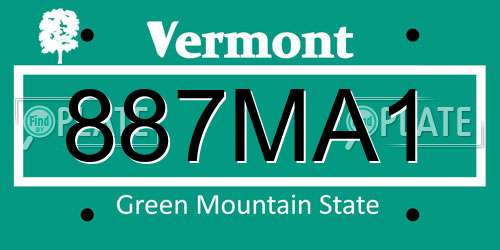 887MA1 Vermont License Plate