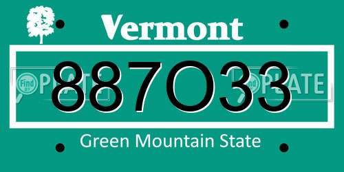 887O33 Vermont License Plate
