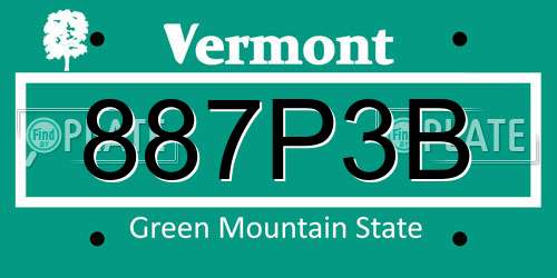 887P3B Vermont License Plate