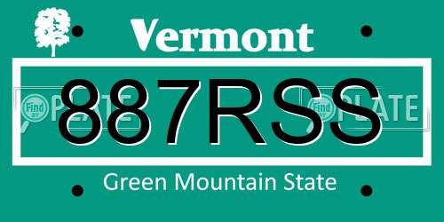 887RSS Vermont License Plate