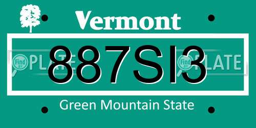 887SI3 Vermont License Plate