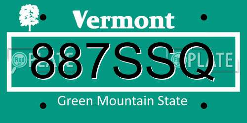 887SSQ Vermont License Plate