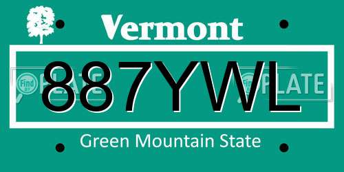 887YWL Vermont License Plate
