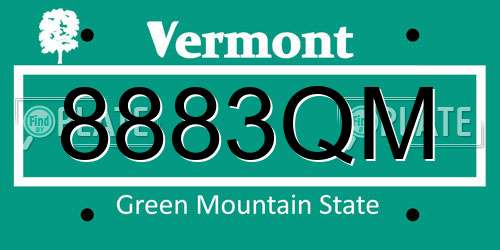 8883QM Vermont License Plate