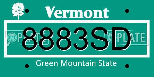 8883SD Vermont License Plate