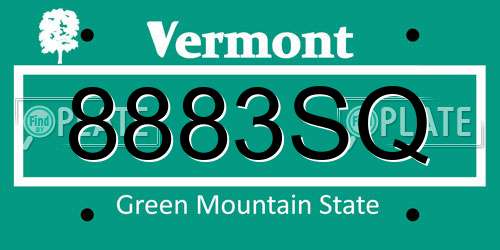 8883SQ Vermont License Plate