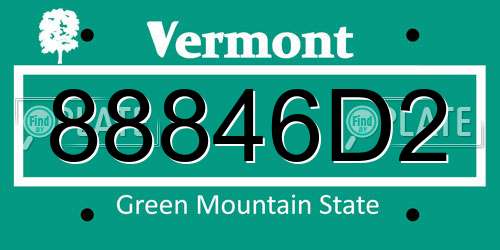 88846D2 Vermont License Plate
