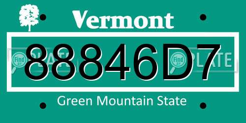 88846D7 Vermont License Plate