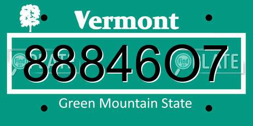 88846O7 Vermont License Plate