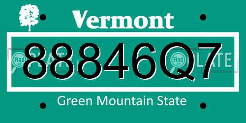 88846Q7 Vermont License Plate