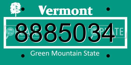 8885034 Vermont License Plate
