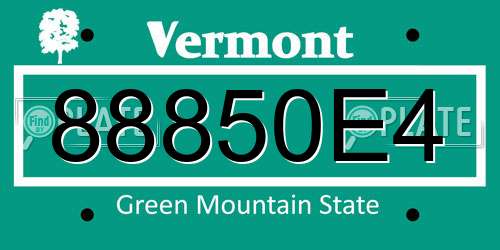 88850E4 Vermont License Plate
