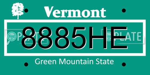8885HE Vermont License Plate