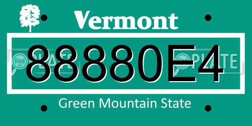 88880E4 Vermont License Plate