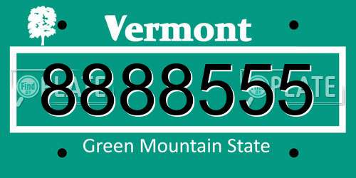 8888555 Vermont License Plate
