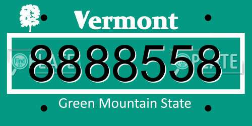 8888558 Vermont License Plate