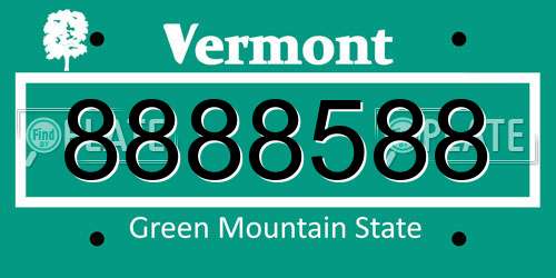 8888588 Vermont License Plate