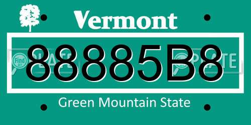 88885B8 Vermont License Plate