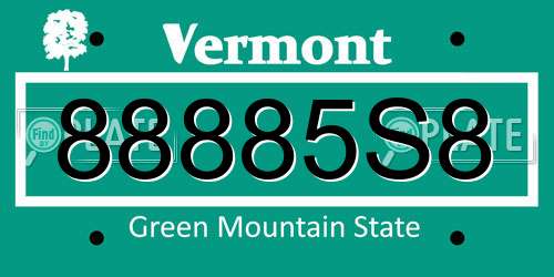 88885S8 Vermont License Plate