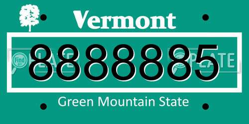 8888885 Vermont License Plate