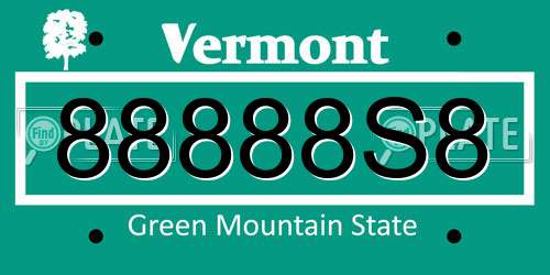 88888S8 Vermont License Plate