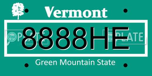 8888HE Vermont License Plate