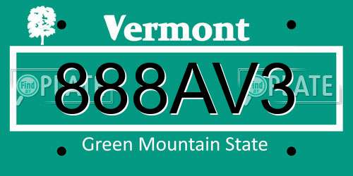 888AV3 Vermont License Plate