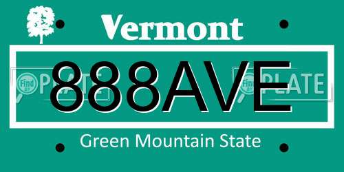 888AVE Vermont License Plate