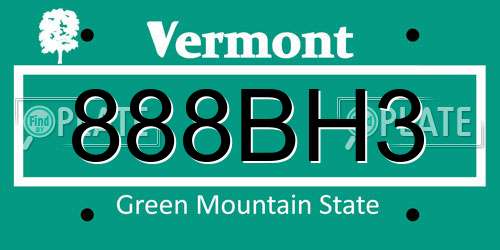 888BH3 Vermont License Plate