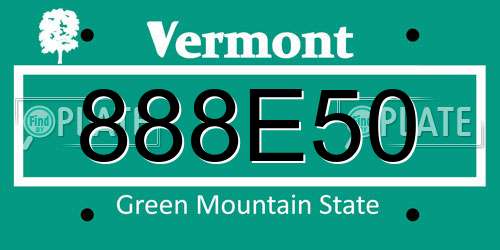 888E50 Vermont License Plate