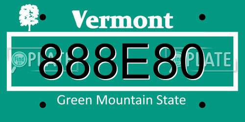 888E80 Vermont License Plate