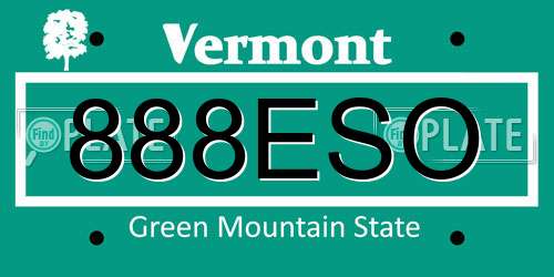 888ESO Vermont License Plate