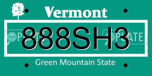 888SH3 Vermont License Plate