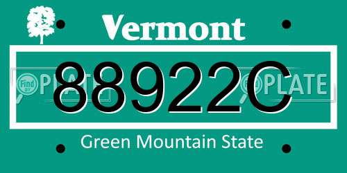 88922C Vermont License Plate