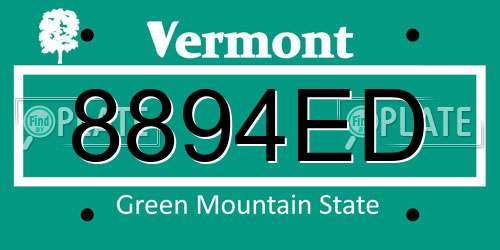 8894ED Vermont License Plate